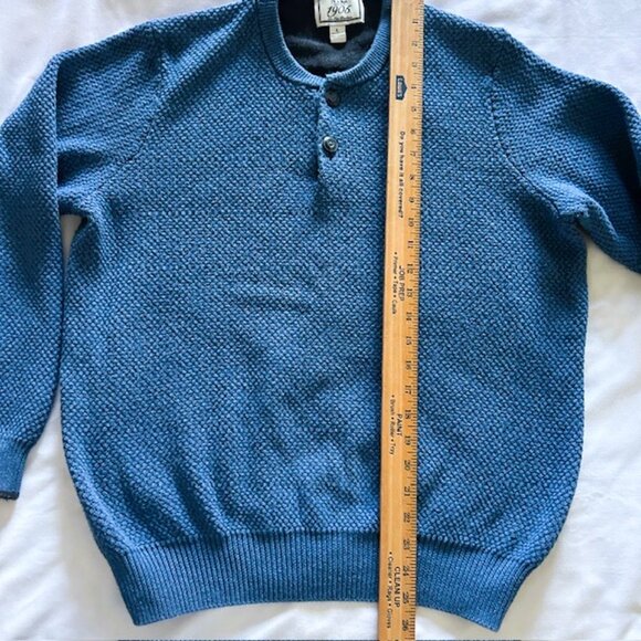 Jos A Bank Mens Sweater Jersey L Blue 100% cotton read - Picture 6 of 7